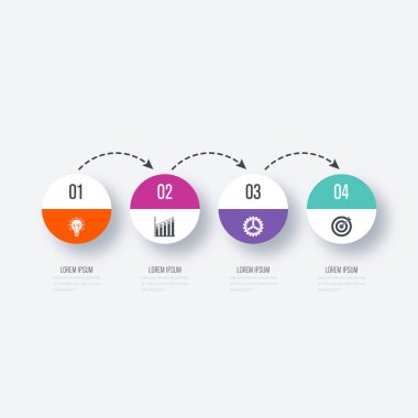 Infographics Şablon 4 daire seçenekleriyle