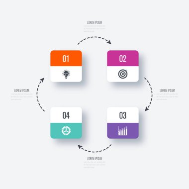 İş infographics Şablon 4 adımları kare