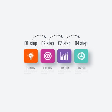 İş infographics Şablon 4 adımları kare