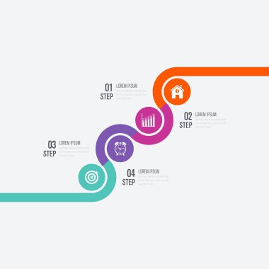 Infographics Şablon 4 daire seçenekleriyle