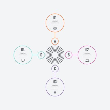 Infographics Şablon 4 daire seçenekleriyle