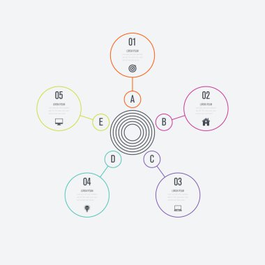 Infographics Şablon 5 daire seçenekleriyle