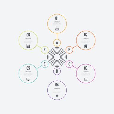 Infographics Şablon 6 daire seçenekleriyle