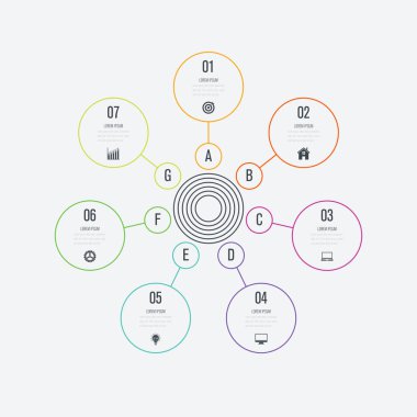 Infographics Şablon 7 daire seçenekleriyle