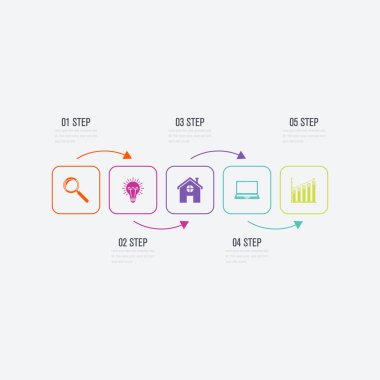 Kare ile iş infographics Şablon 5 merdiven