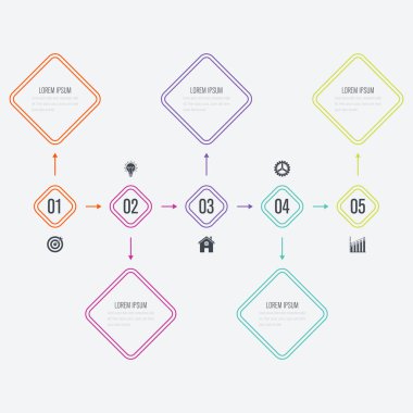 Kare ile iş infographics Şablon 5 merdiven