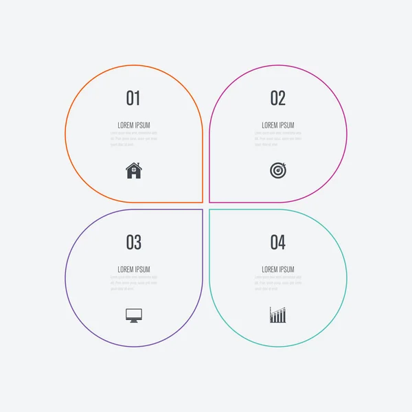 Infographics sjabloon 4 opties met cirkel — Stockvector