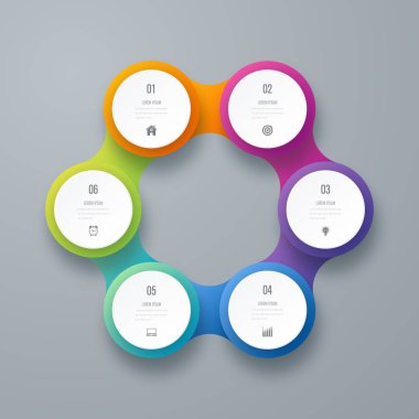 Infographics Şablon 6 daire seçenekleriyle