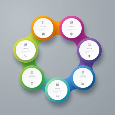 Infographics Şablon 7 daire seçenekleriyle