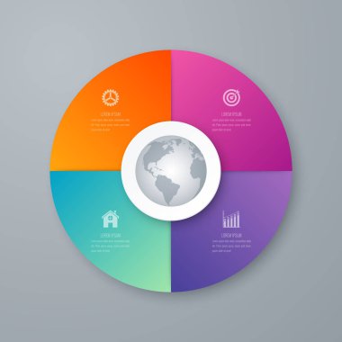 Infographics Şablon 4 daire seçenekleriyle