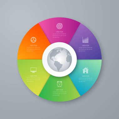 Infographics Şablon 6 daire seçenekleriyle