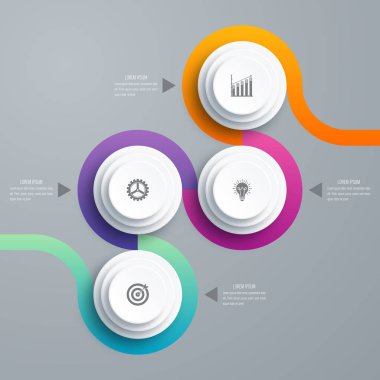 Infographics Şablon 4 daire seçenekleriyle