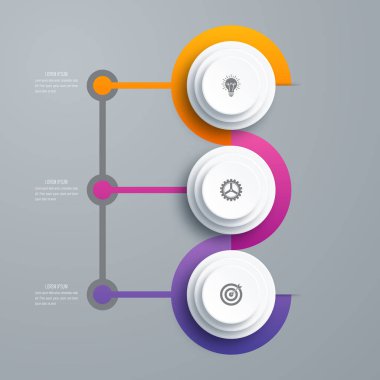 Infographics Şablon 3 daire seçenekleriyle