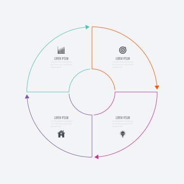 Infographics Şablon 4 daire seçenekleriyle