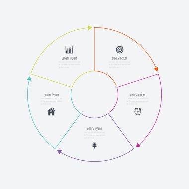 Infographics Şablon 5 daire seçenekleriyle