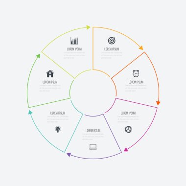 Infographics Şablon 7 daire seçenekleriyle