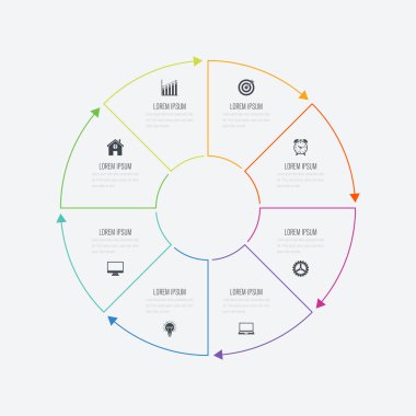 Infographics Şablon 8 daire seçenekleriyle