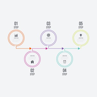 Infographics Şablon 5 daire seçenekleriyle