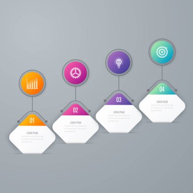 İş infographics Şablon 4 adımları kare