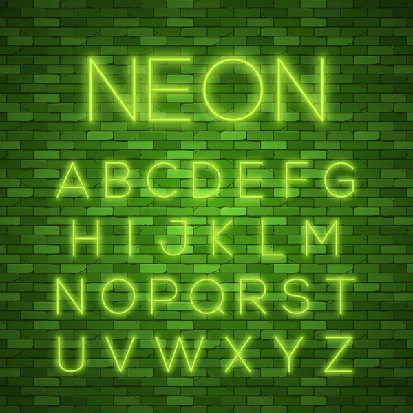 Realistisches Neon-Alphabet. helle neonleuchtende Schrift — Stockvektor