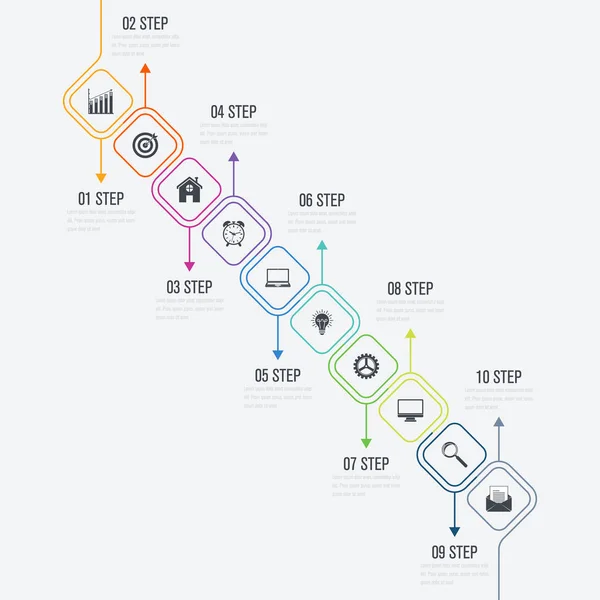 Infografik-Design-Vorlage 10 Optionen — Stockvektor