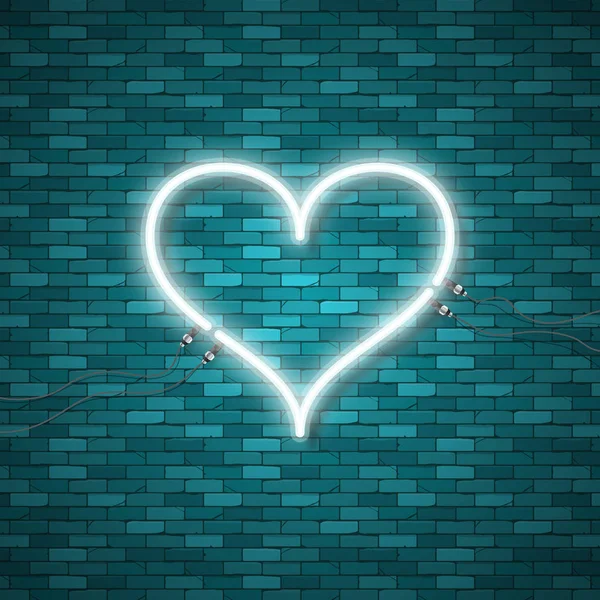 Coeur lumineux. Retro bleu néon coeur signe — Image vectorielle