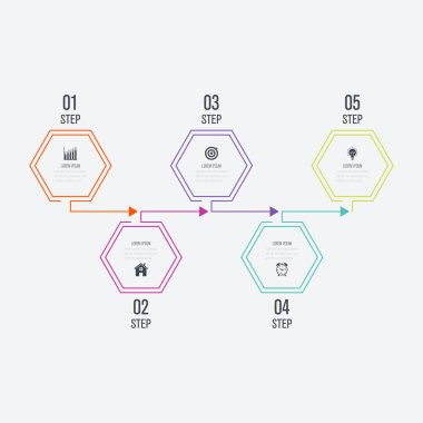 İş Infographic şablonu ile 5 adım