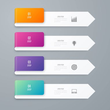 İş infographics Şablon 4 adımları kare