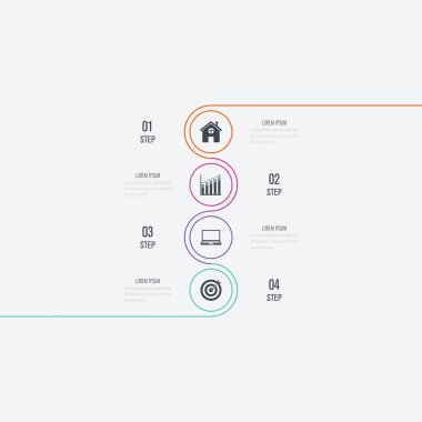 Infographics Şablon 4 daire seçenekleriyle