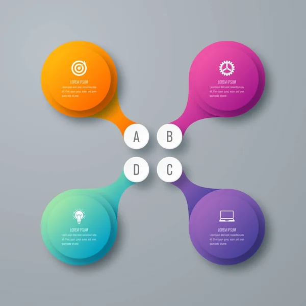 Infographics πρότυπο 4 επιλογές με κύκλο — Διανυσματικό Αρχείο