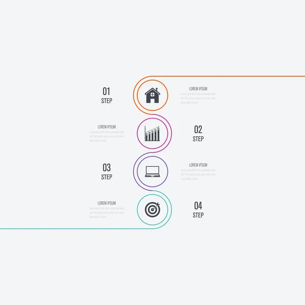 동그라미 Infographics 템플릿 4 옵션 — 스톡 벡터