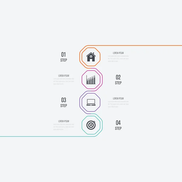 Шаблон бізнес-інфографіки 4 кроки — стоковий вектор