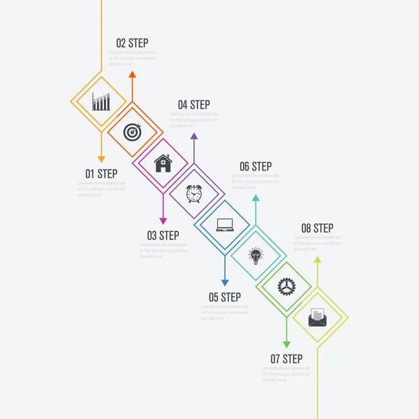 Infografik-Design-Vorlage 8 Optionen — Stockvektor