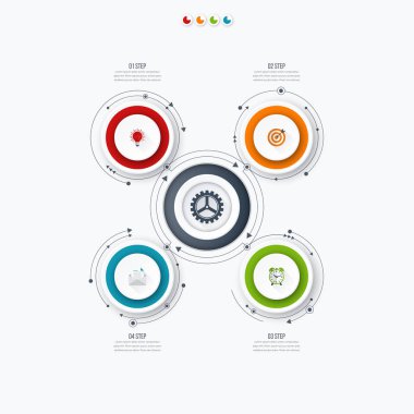 Infographics Şablon 4 daire seçenekleriyle