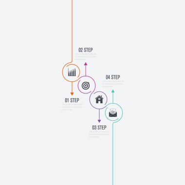 Infographics Şablon 4 daire seçenekleriyle