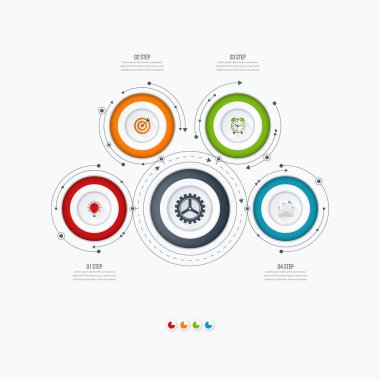 Infographics Şablon 4 daire seçenekleriyle