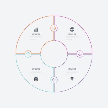 Infographics Şablon 4 daire seçenekleriyle