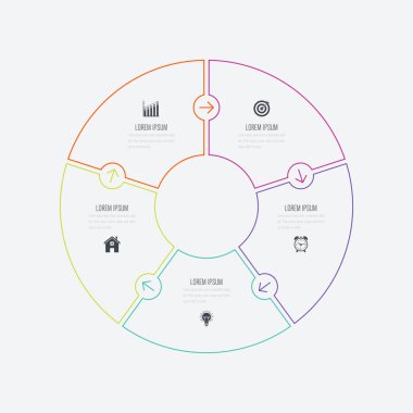 Infographics Şablon 5 daire seçenekleriyle