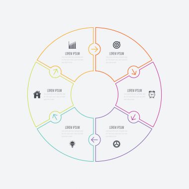 Infographics Şablon 6 daire seçenekleriyle