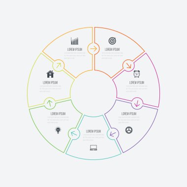 Infographics Şablon 7 daire seçenekleriyle
