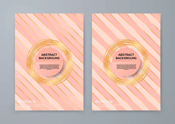 Plantilla de folleto con fondo de oro rosa — Archivo Imágenes Vectoriales