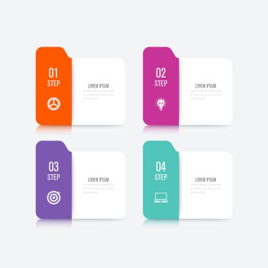 İş infographics Şablon 4 adımları kare