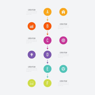 Infographics Şablon 6 daire seçenekleriyle