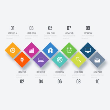 İş Infographic şablonu 10 adımlar ile kare