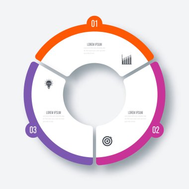 Infographics Şablon 3 daire seçenekleriyle