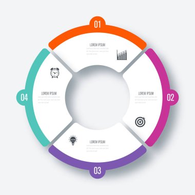 Infographics Şablon 4 daire seçenekleriyle