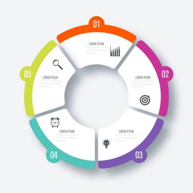 Infographics Şablon 5 daire seçenekleriyle