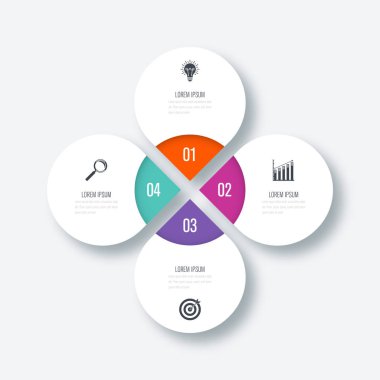Infographics Şablon 4 daire seçenekleriyle