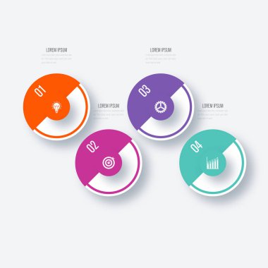Infographics Şablon 4 daire seçenekleriyle
