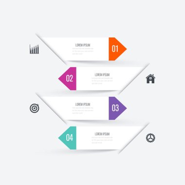 İş infographics Şablon 4 adımları kare
